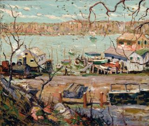 River Scene–Boats and Houses