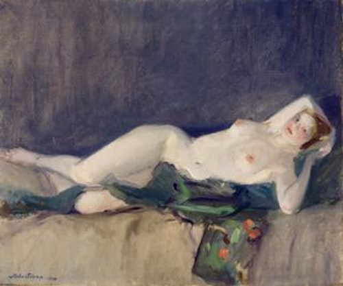 Nude, Green Scarf