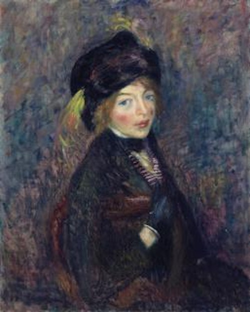 William Glackens — Head of Girl, Feather in Turban