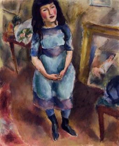 Standing Girl in Blue Dress