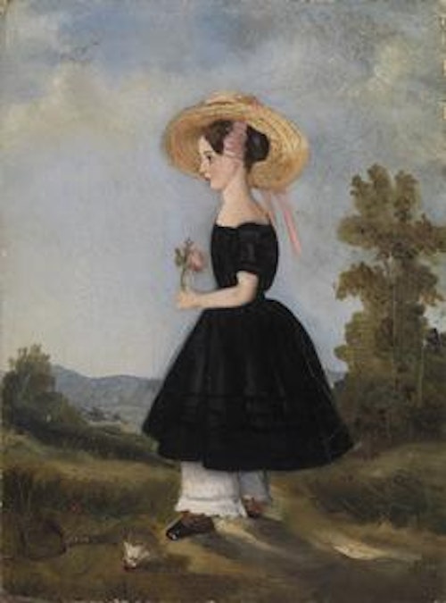 Peasant Girl with Hat in Landscape