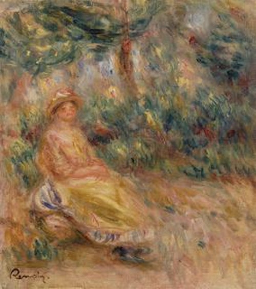 Woman in Pink and Yellow in a Landscape (Femme en rose et jaune dans un paysage)