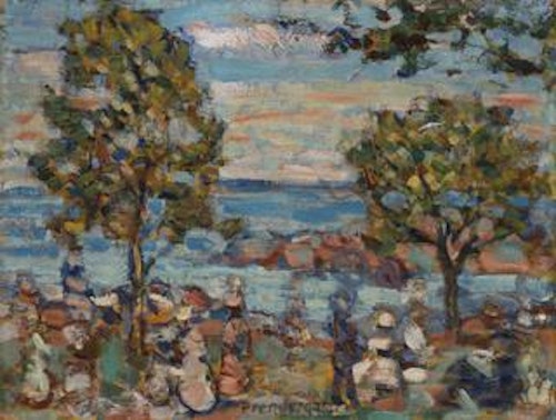 Beach Scene with Two Trees