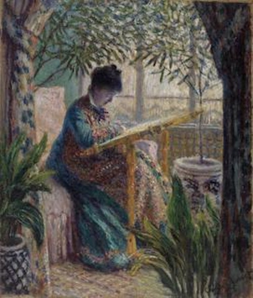 Madame Monet Embroidering (Camille au métier)