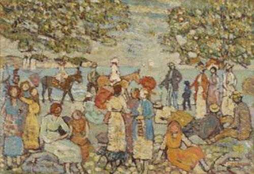 Beach Scene with Donkeys (or Mules)
