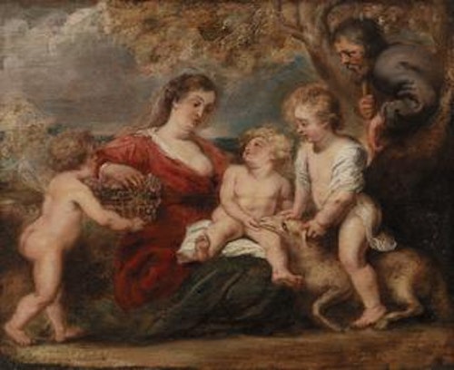 The Holy Family with Saint John the Baptist and an Angel