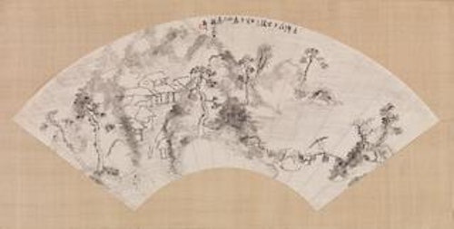 Fan - Landscape with Horse and Bridge