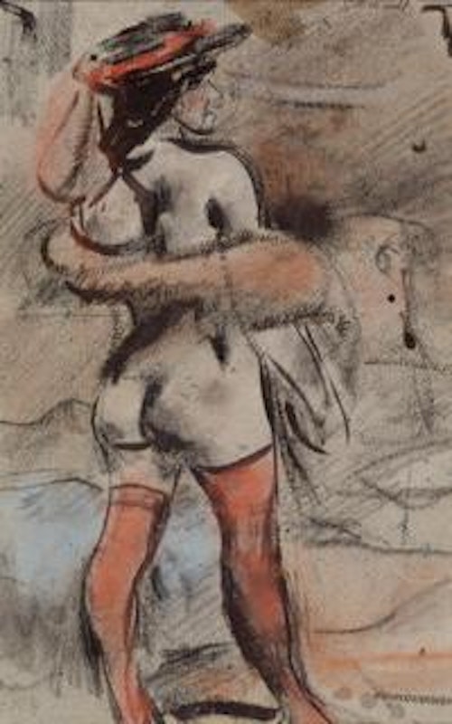 Girl I–Rear View with Red Stockings (Fille I– vue de dos aux bas rouges)