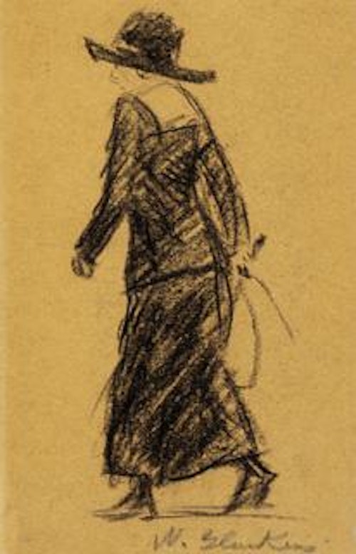 Woman with Black Hat, Walking