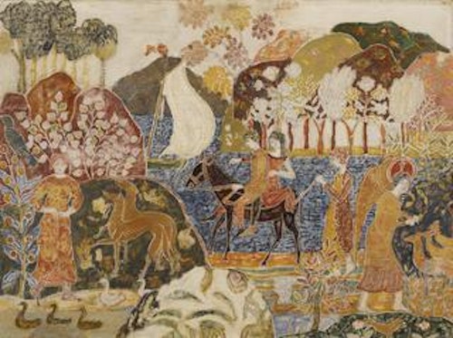 Two Figures on a Mule