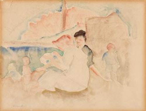 Untitled (Two Women and Three Children on the Beach)
