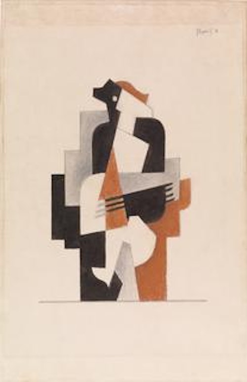 Man and Guitar - Black, gray, red, and white
