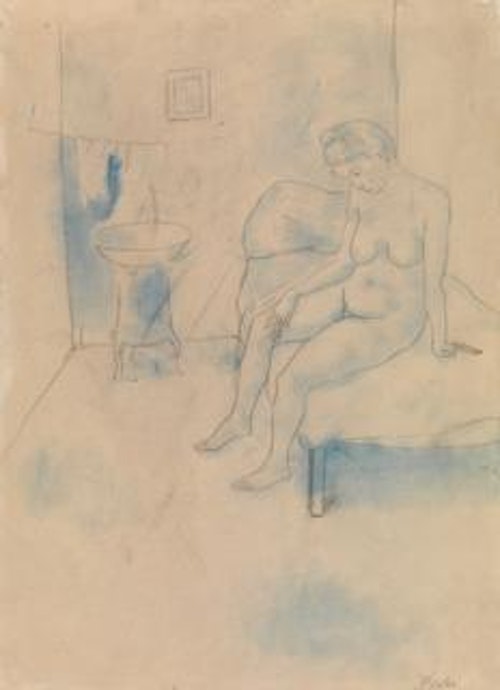 Nude Seated on Bed