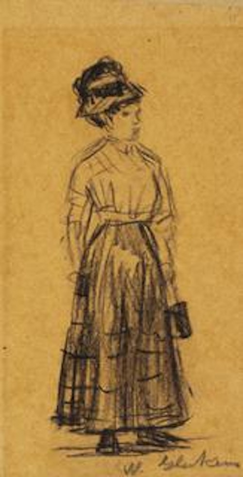 Woman in Black Hat and Black Skirt