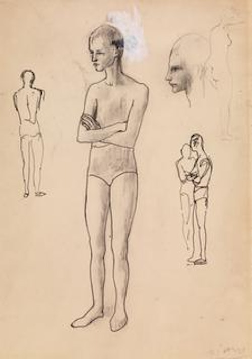 Harlequin, Head in Profile, and Four Small Figures