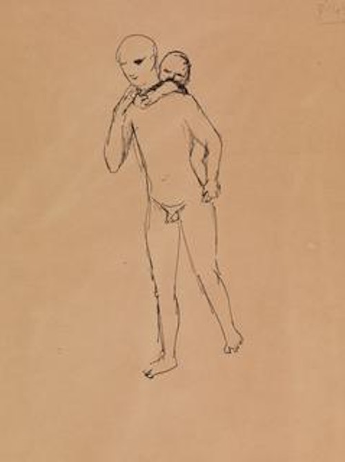 Male Nude with Child on Back
